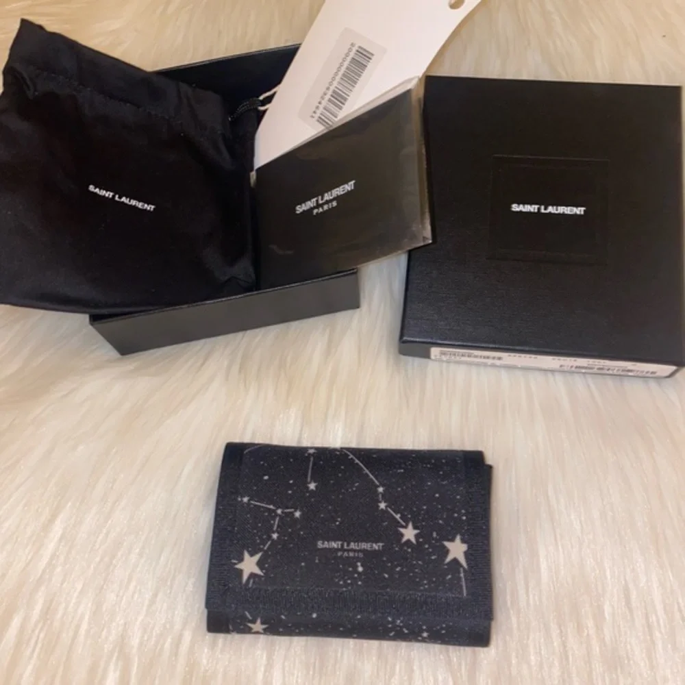 NWT / NIB Saint Laurent Black Constellation Print Wallet